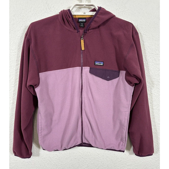 Patagonia Girls Full Zip Purple Fleece Girls Size 14 XL Long Sleeve Polyester